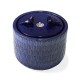 Glitzhome 14.75"D Cobalt Blue Two Birds Embossed Leaf Pattern Cylindrical Ceramic Fountain with Pump and LED Light