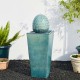 Glitzhome 35.75"H Oversized Turquoise Artichoke Pedestal Ceramic Fountain with Pump and LED Light