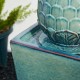 Glitzhome 35.75"H Oversized Turquoise Artichoke Pedestal Ceramic Fountain with Pump and LED Light