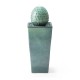 Glitzhome 35.75"H Oversized Turquoise Artichoke Pedestal Ceramic Fountain with Pump and LED Light