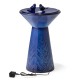 Glitzhome 27.5"H Cobalt Blue Two Birds Embossed Plant Pattern Pedestal Ceramic Fountain with Pump and LED Light