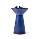 Glitzhome 27.5"H Cobalt Blue Two Birds Embossed Plant Pattern Pedestal Ceramic Fountain with Pump and LED Light