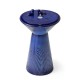 Glitzhome 27.5"H Cobalt Blue Two Birds Embossed Plant Pattern Pedestal Ceramic Fountain with Pump and LED Light