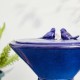 Glitzhome 27.5"H Cobalt Blue Two Birds Embossed Plant Pattern Pedestal Ceramic Fountain with Pump and LED Light