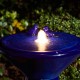 Glitzhome 27.5"H Cobalt Blue Two Birds Embossed Plant Pattern Pedestal Ceramic Fountain with Pump and LED Light