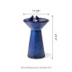 Glitzhome 27.5"H Cobalt Blue Two Birds Embossed Plant Pattern Pedestal Ceramic Fountain with Pump and LED Light