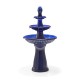 Glitzhome 45.25"H Oversized Cobalt Blue 3-Tier Ceramic Outdoor Fountain with Pump and LED Light