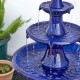 Glitzhome 45.25"H Oversized Cobalt Blue 3-Tier Ceramic Outdoor Fountain with Pump and LED Light