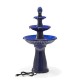 Glitzhome 45.25"H Oversized Cobalt Blue 3-Tier Ceramic Outdoor Fountain with Pump and LED Light