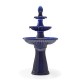 Glitzhome 45.25"H Oversized Cobalt Blue 3-Tier Ceramic Outdoor Fountain with Pump and LED Light