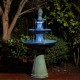 Glitzhome 45.25"H Oversized Turquoise 3-Tier Ceramic Outdoor Fountain with Pump and LED Light