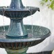 Glitzhome 45.25"H Oversized Turquoise 3-Tier Ceramic Outdoor Fountain with Pump and LED Light