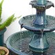 Glitzhome 45.25"H Oversized Turquoise 3-Tier Ceramic Outdoor Fountain with Pump and LED Light