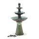 Glitzhome 45.25"H Oversized Turquoise 3-Tier Ceramic Outdoor Fountain with Pump and LED Light