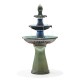 Glitzhome 45.25"H Oversized Turquoise 3-Tier Ceramic Outdoor Fountain with Pump and LED Light