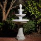 Glitzhome 47.25"H Oversized Sand Beige Terrazzo Resin 3-Tier Outdoor Fountain with Pump and Light