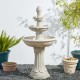 Glitzhome 47.25"H Oversized Sand Beige Terrazzo Resin 3-Tier Outdoor Fountain with Pump and Light