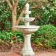 Glitzhome 47.25"H Oversized Sand Beige Terrazzo Resin 3-Tier Outdoor Fountain with Pump and Light