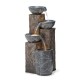 Glitzhome 32.75"H Natural Leaf Textured 4-Tier Resin Outdoor Fountain with Pump and Light