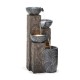 Glitzhome 32.75"H Natural Leaf Textured 4-Tier Resin Outdoor Fountain with Pump and Light