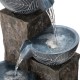 Glitzhome 32.75"H Natural Leaf Textured 4-Tier Resin Outdoor Fountain with Pump and Light