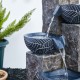 Glitzhome 32.75"H Natural Leaf Textured 4-Tier Resin Outdoor Fountain with Pump and Light