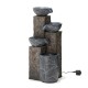 Glitzhome 32.75"H Natural Leaf Textured 4-Tier Resin Outdoor Fountain with Pump and Light