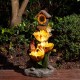 Glitzhome 28.5"H Farmhouse Sunflowers and Birdhouse Resin Outdoor Fountain with Pump and Light