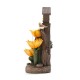 Glitzhome 28.5"H Farmhouse Sunflowers and Birdhouse Resin Outdoor Fountain with Pump and Light