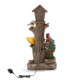 Glitzhome 28.5"H Farmhouse Sunflowers and Birdhouse Resin Outdoor Fountain with Pump and Light