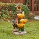 Glitzhome 28.5"H Farmhouse Sunflowers and Birdhouse Resin Outdoor Fountain with Pump and Light