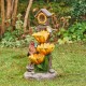 Glitzhome 28.5"H Farmhouse Sunflowers and Birdhouse Resin Outdoor Fountain with Pump and Light