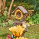 Glitzhome 28.5"H Farmhouse Sunflowers and Birdhouse Resin Outdoor Fountain with Pump and Light