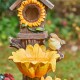 Glitzhome 28.5"H Farmhouse Sunflowers and Birdhouse Resin Outdoor Fountain with Pump and Light