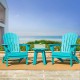 Elm PLUS 3-Piece Outdoor Patio Aqua HDPE Folding Adirondack Chairs and 20"D Side Table Set