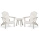 Elm PLUS 3-Piece Outdoor Patio White HDPE Folding Adirondack Chairs and 20"D Side Table Set