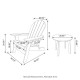 Elm PLUS 3-Piece Outdoor Patio White HDPE Folding Adirondack Chairs and 20"D Side Table Set