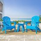 Elm PLUS 3-Piece Outdoor Patio Pacific Blue HDPE Folding Adirondack Chairs and 20"D Side Table Set