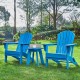 Elm PLUS 3-Piece Outdoor Patio Pacific Blue HDPE Folding Adirondack Chairs and 20"D Side Table Set