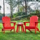 Elm PLUS 3-Piece Outdoor Patio Red HDPE Folding Adirondack Chairs and 20"D Side Table Set