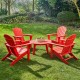 Elm PLUS 5-Piece Outdoor Patio Red HDPE Folding Adirondack Chairs and 32"D Coffee Table Set