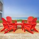 Elm PLUS 5-Piece Outdoor Patio Red HDPE Folding Adirondack Chairs and 32"D Coffee Table Set