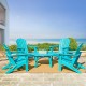 Elm PLUS 5-Piece Outdoor Patio Aqua HDPE Folding Adirondack Chairs and 36"D Coffee Table Set