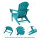 Elm PLUS 5-Piece Outdoor Patio Aqua HDPE Folding Adirondack Chairs and 36"D Coffee Table Set