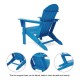 Elm PLUS 5-Piece Outdoor Patio Pacific Blue HDPE Folding Adirondack Chairs and 36"D Coffee Table Set