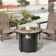 Elm PLUS 32"D 30000-BTU Round Slates Top Aluminum Propane Fire Pit Table with Polyester Cover