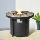 Elm PLUS 32"D 30000-BTU Round Slates Top Aluminum Propane Fire Pit Table with Polyester Cover