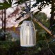 Glitzhome 9.75"H White Metal Woven Solar Powered Outdoor Hanging Lantern
