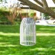 Glitzhome 9.75"H White Metal Woven Solar Powered Outdoor Hanging Lantern