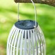 Glitzhome 9.75"H White Metal Woven Solar Powered Outdoor Hanging Lantern